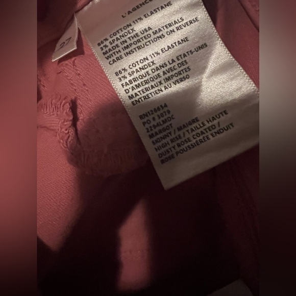 NWT - L’AGENCE - Margot Coated Skinny Jeans dusty rose size 27 - Picture 9 of 10